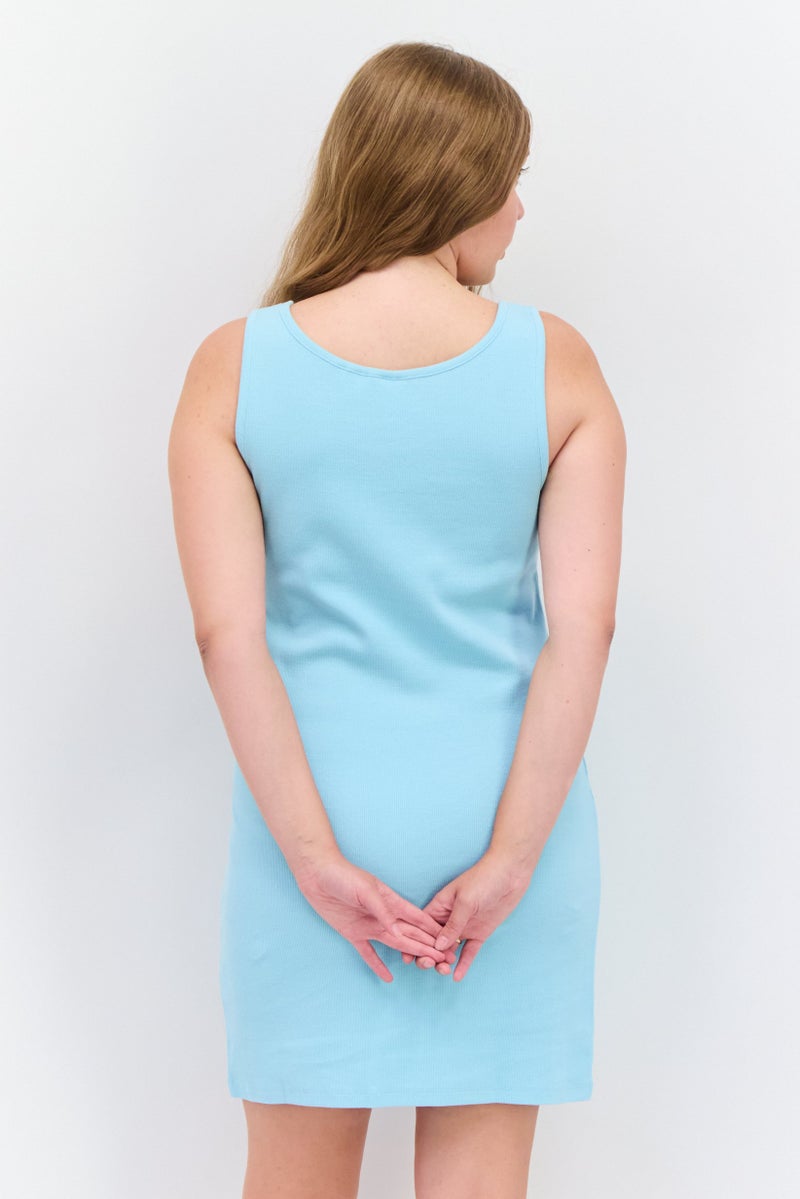 QUIKSILVER Women Brand Logo Mini Dress, Blue - Image 2